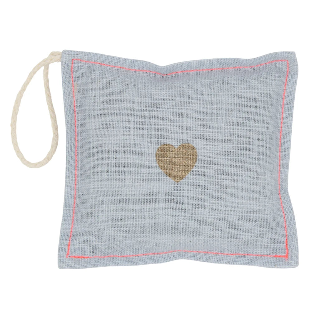 Leinen Duftsachet 10x10cm, Lavendel, Light Blue / Neonpink