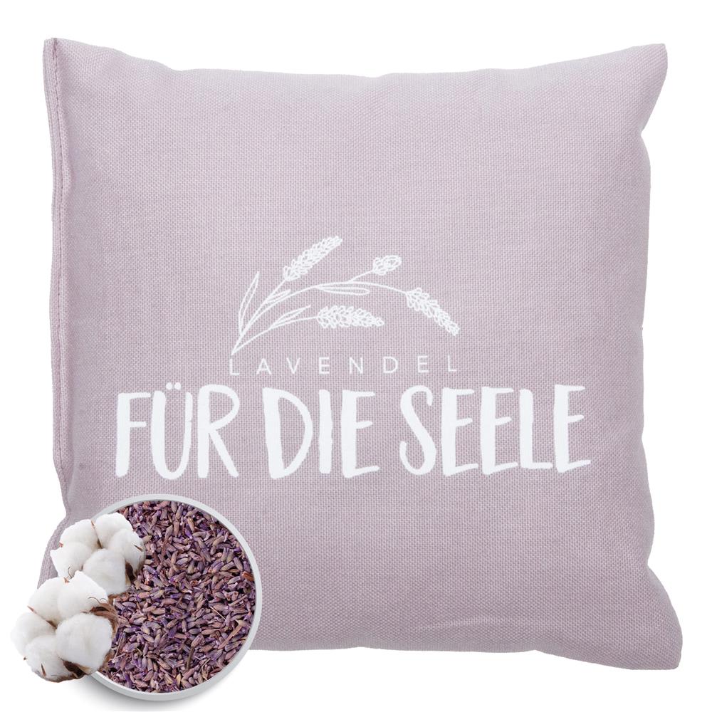 Lavendelkissen 20x20cm, "Lavendel - Für die Seele", Lilac