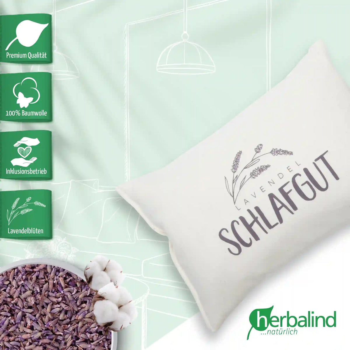 Kraeuterkissen, Schlafgut, natur, Lavendel, 20x30cm, 5047_2