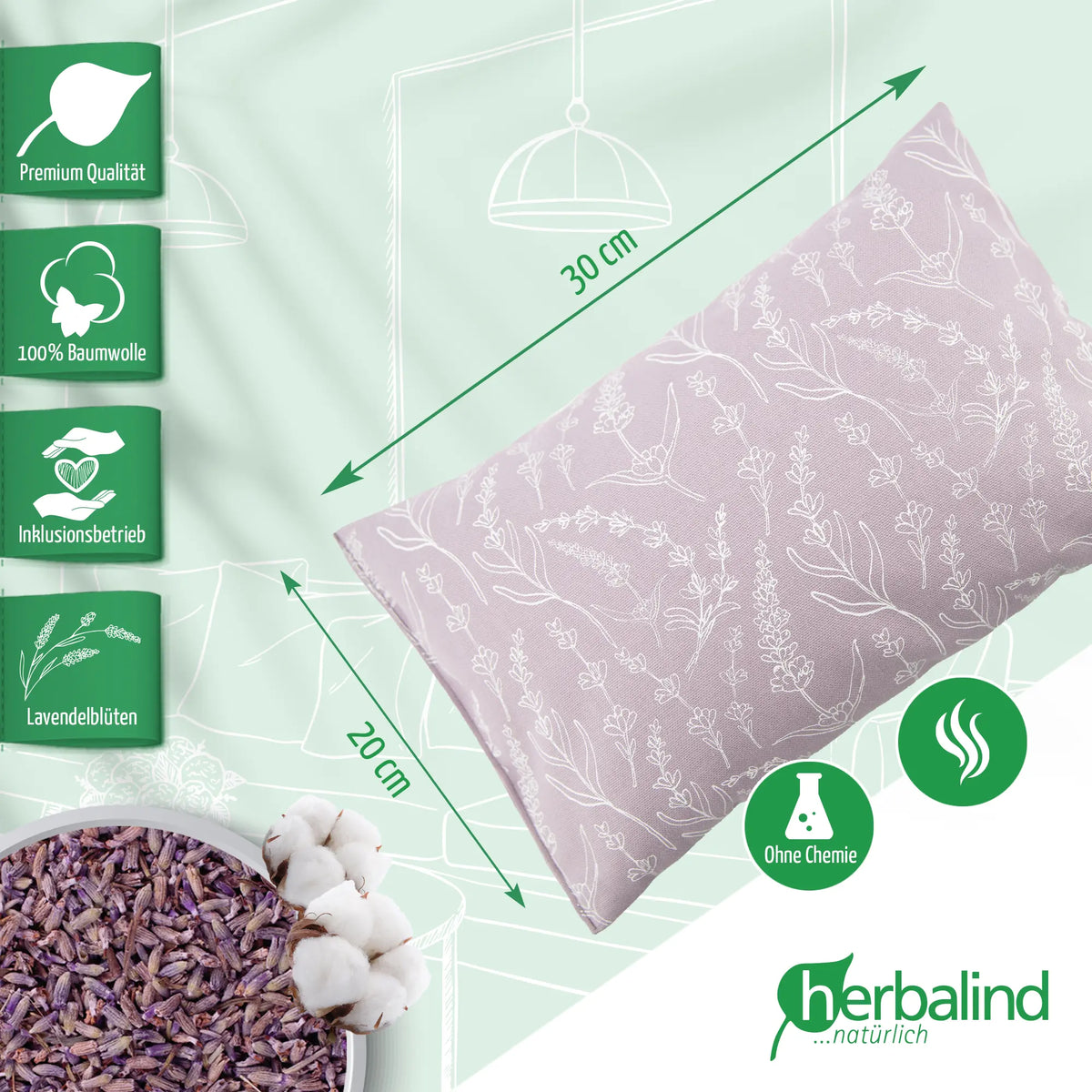 Lavendelkissen 20x30cm, Allover, Lilac