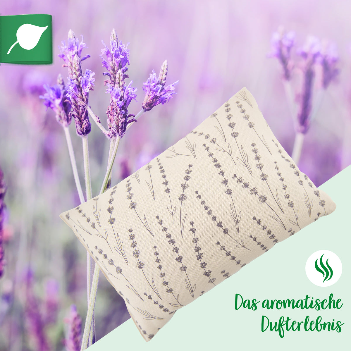 Lavendelkissen 20x30cm, Allover, Natur
