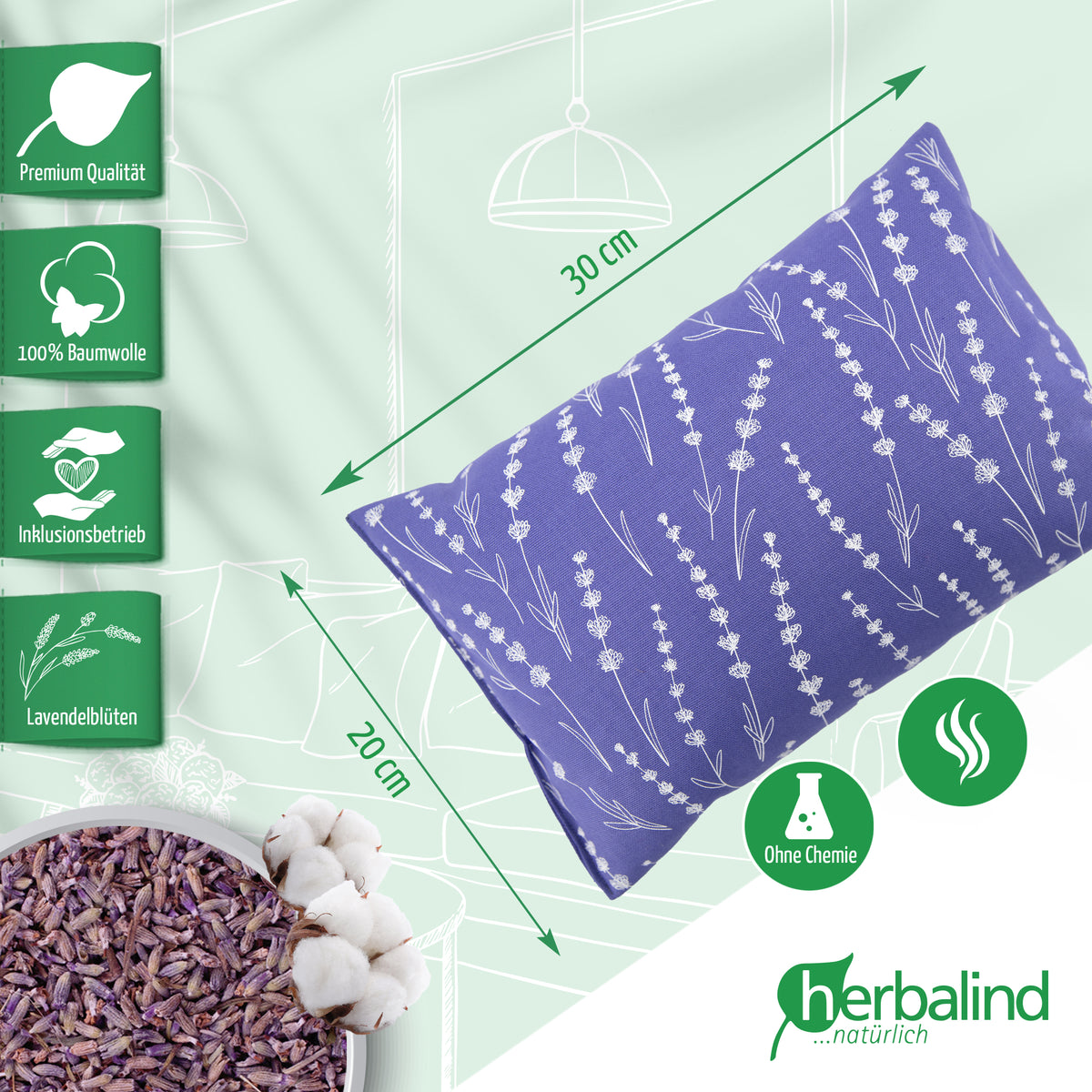 Lavendelkissen 20x30cm, Allover, Lavender
