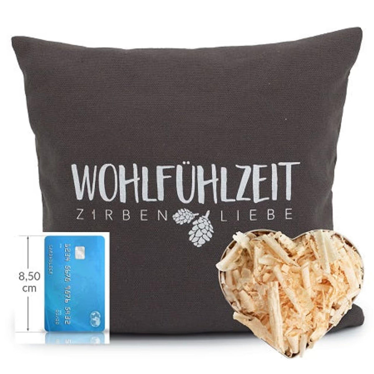 Zirbenkissen, Wohlfuehlzeit, anthrazit, Zirbenholz, 25x25cm, 5642_2