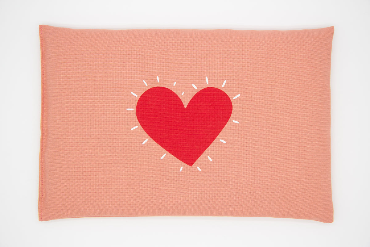 Kirschkernkissen 30x20cm, Herz rot, Blush