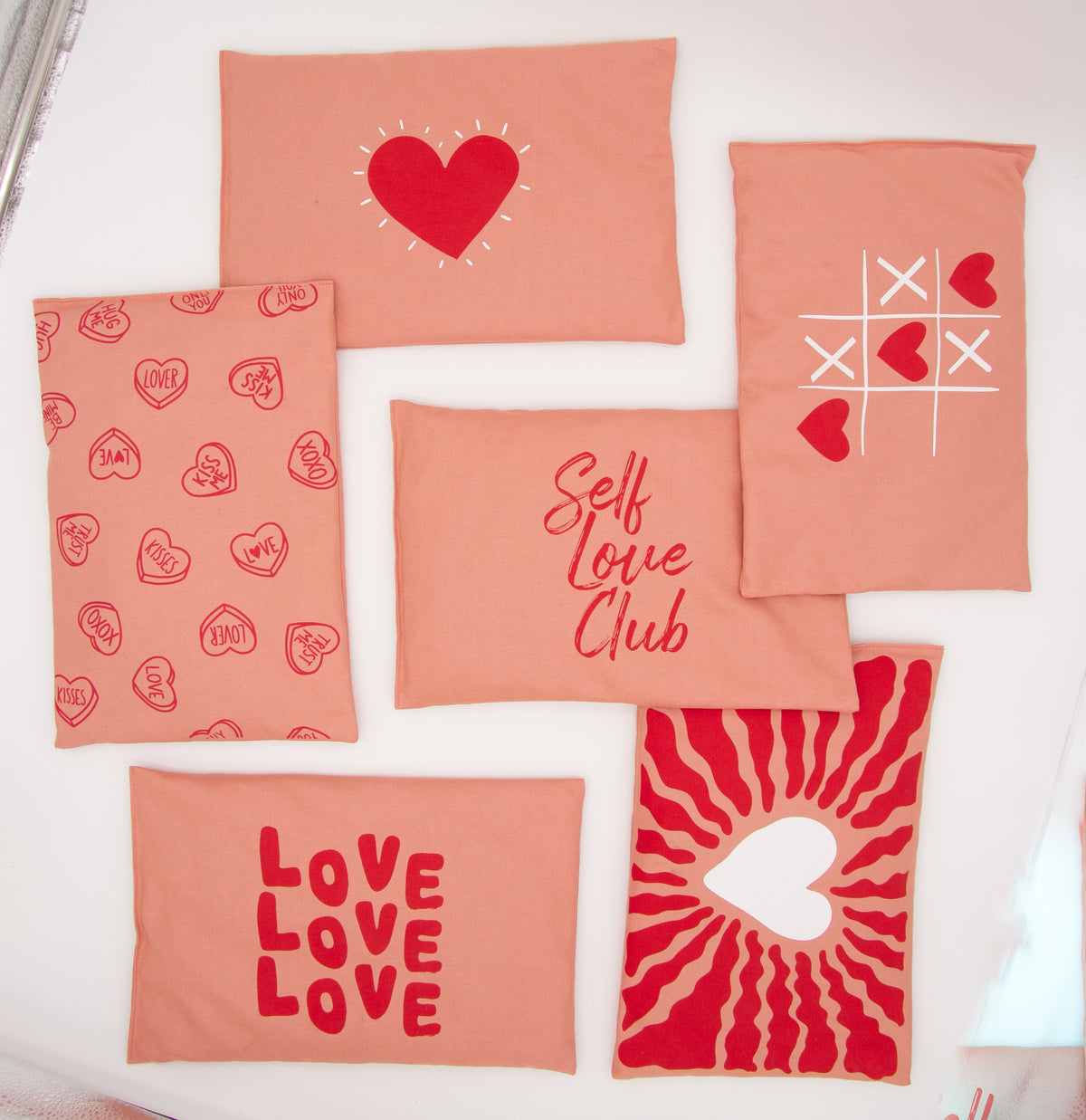 Kirschkernkissen 30x20cm, Herzchen Allover, Blush