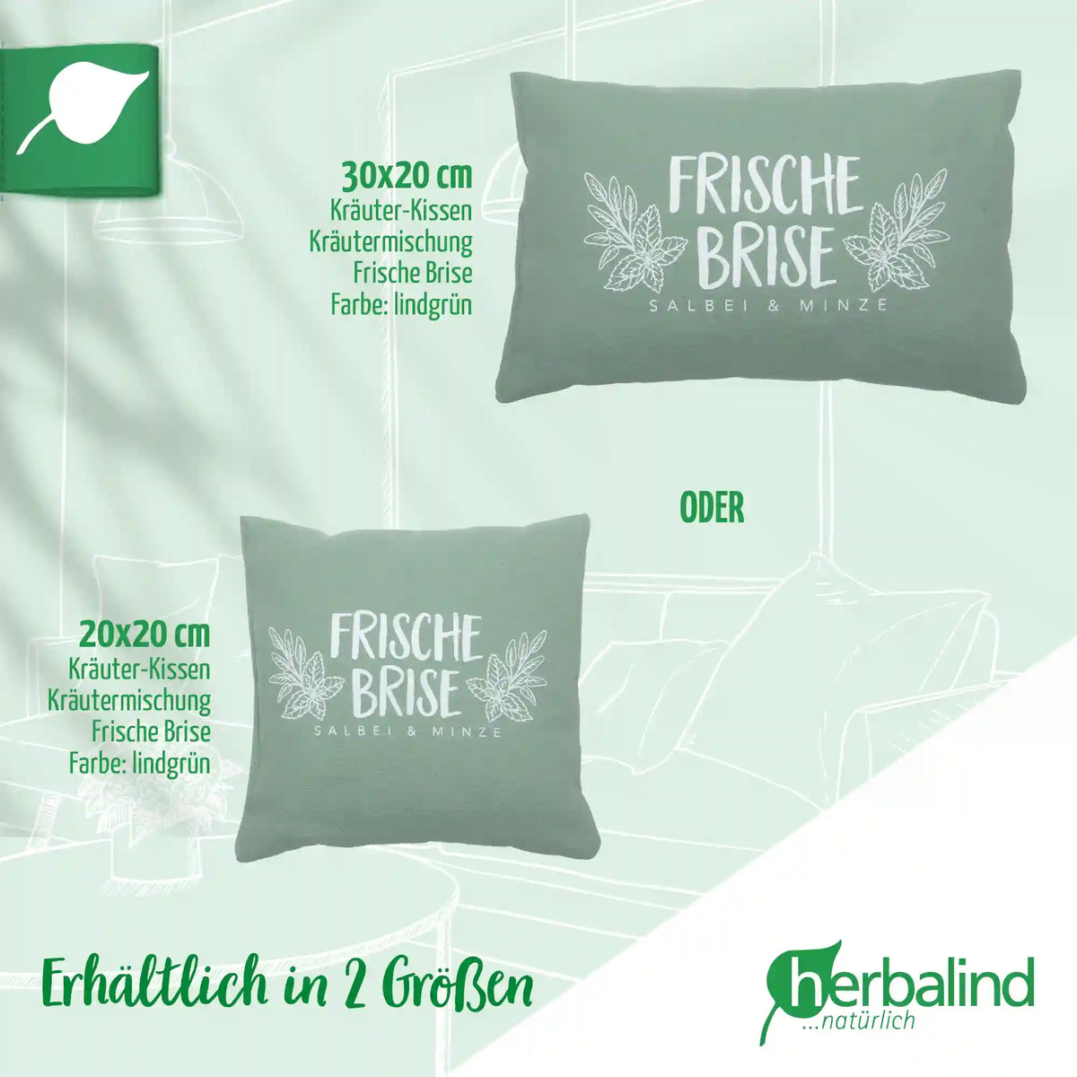 Kraeuterkissen, Frische Brise, mint, Salbei-Minze, 20x30cm, 5066_5