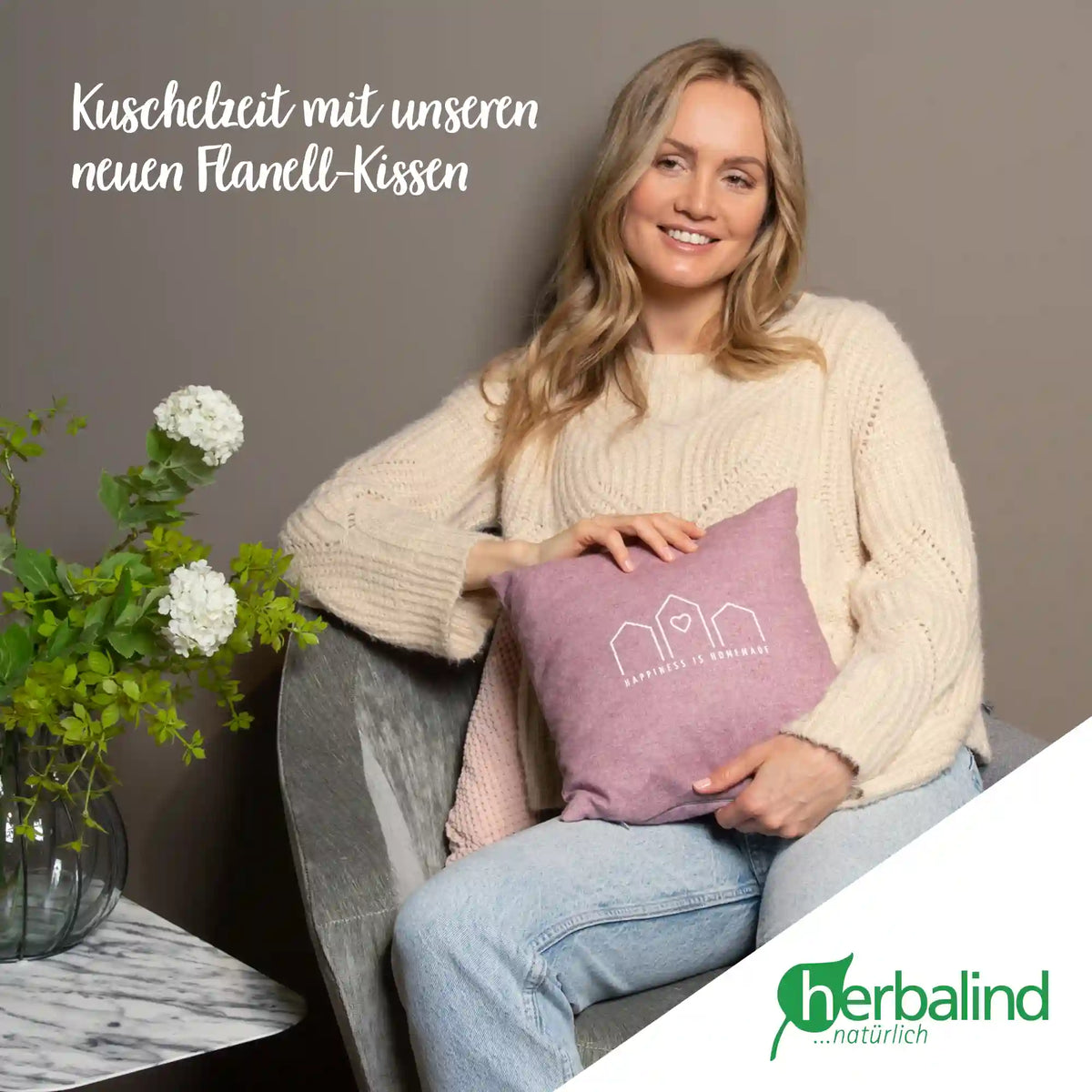 Zirbenkissen, happiness is homemade, Flanell brombeer, Zirbenholz, 30x30cm, 5667_8