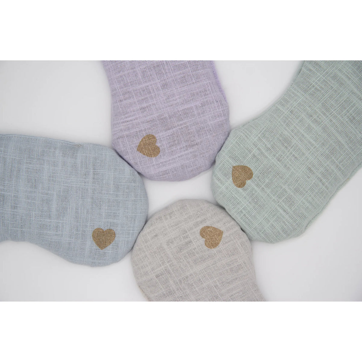 Leinen Augenkissen mit Rapssamen, Herzchen, Baby Blue