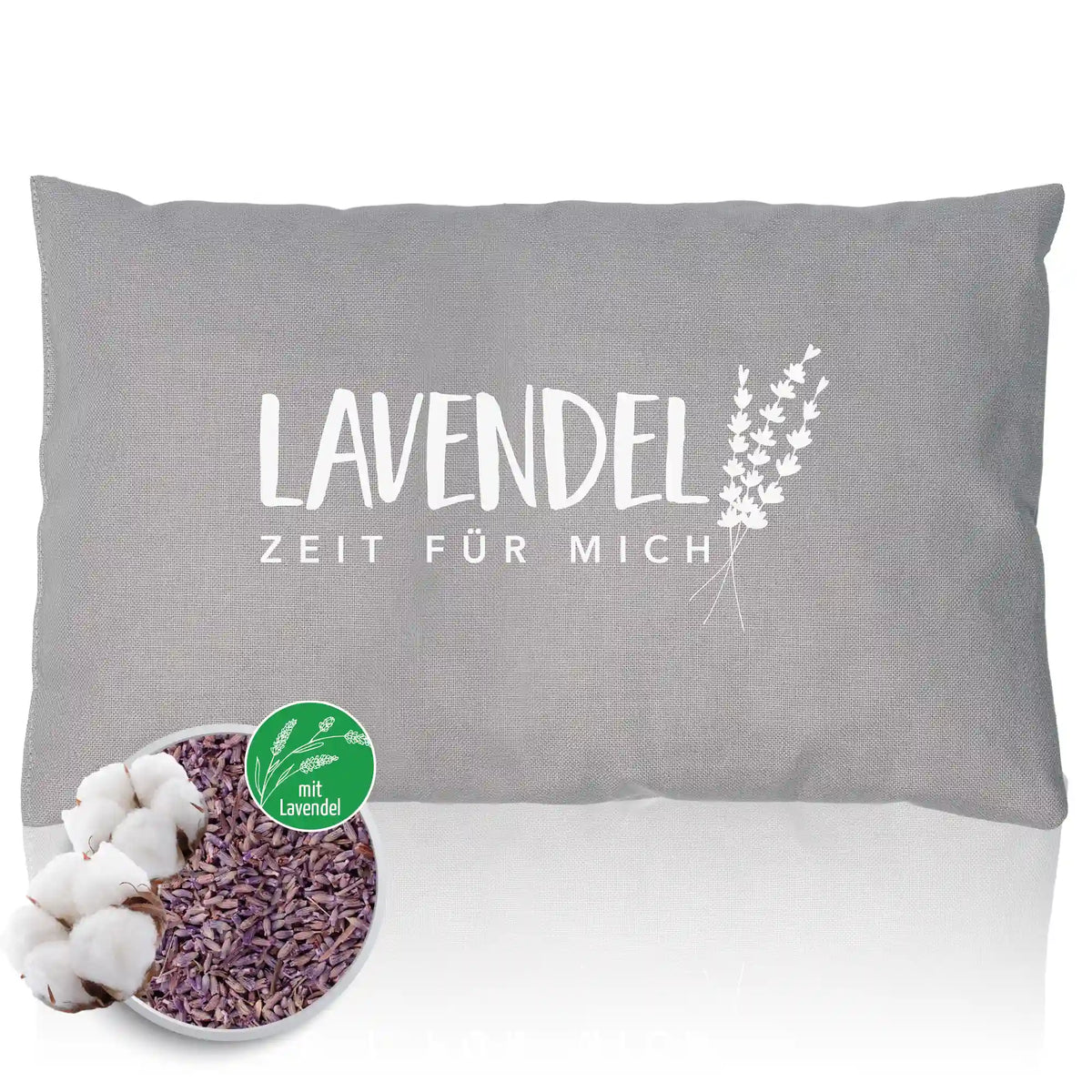 Lavendelkissen 20x30cm, "Lavendel - Zeit für mich", Grau