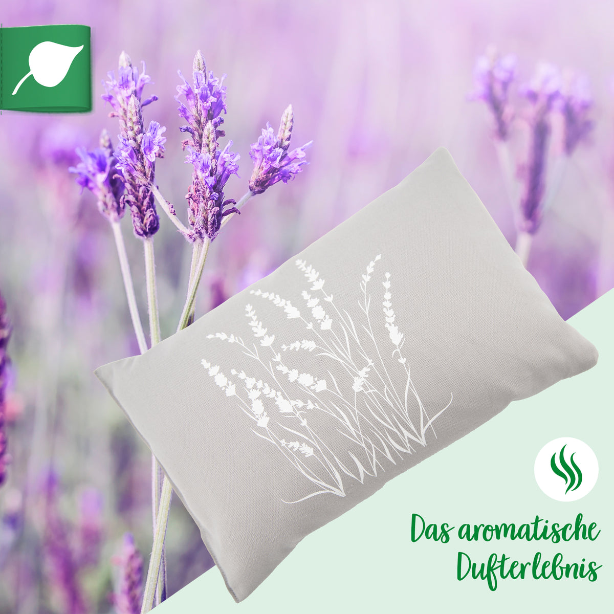 Lavendelkissen 20x30cm. Lavendel -Strauch, Grau