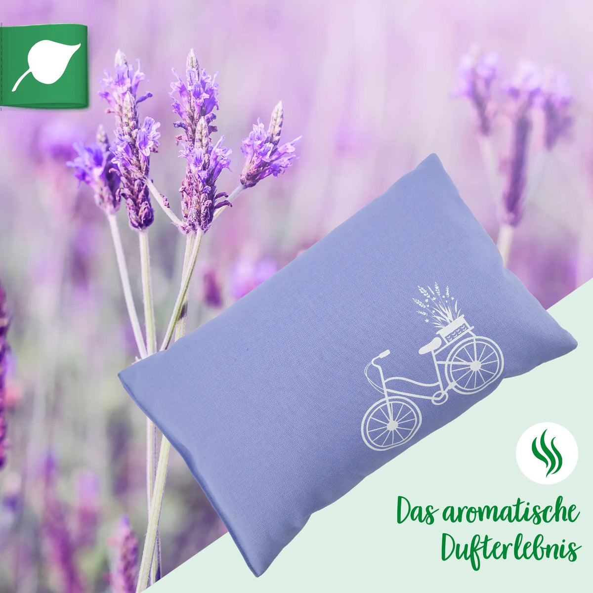 Lavendelkissen 20x30cm, "Fahrrad", Lavender Blue