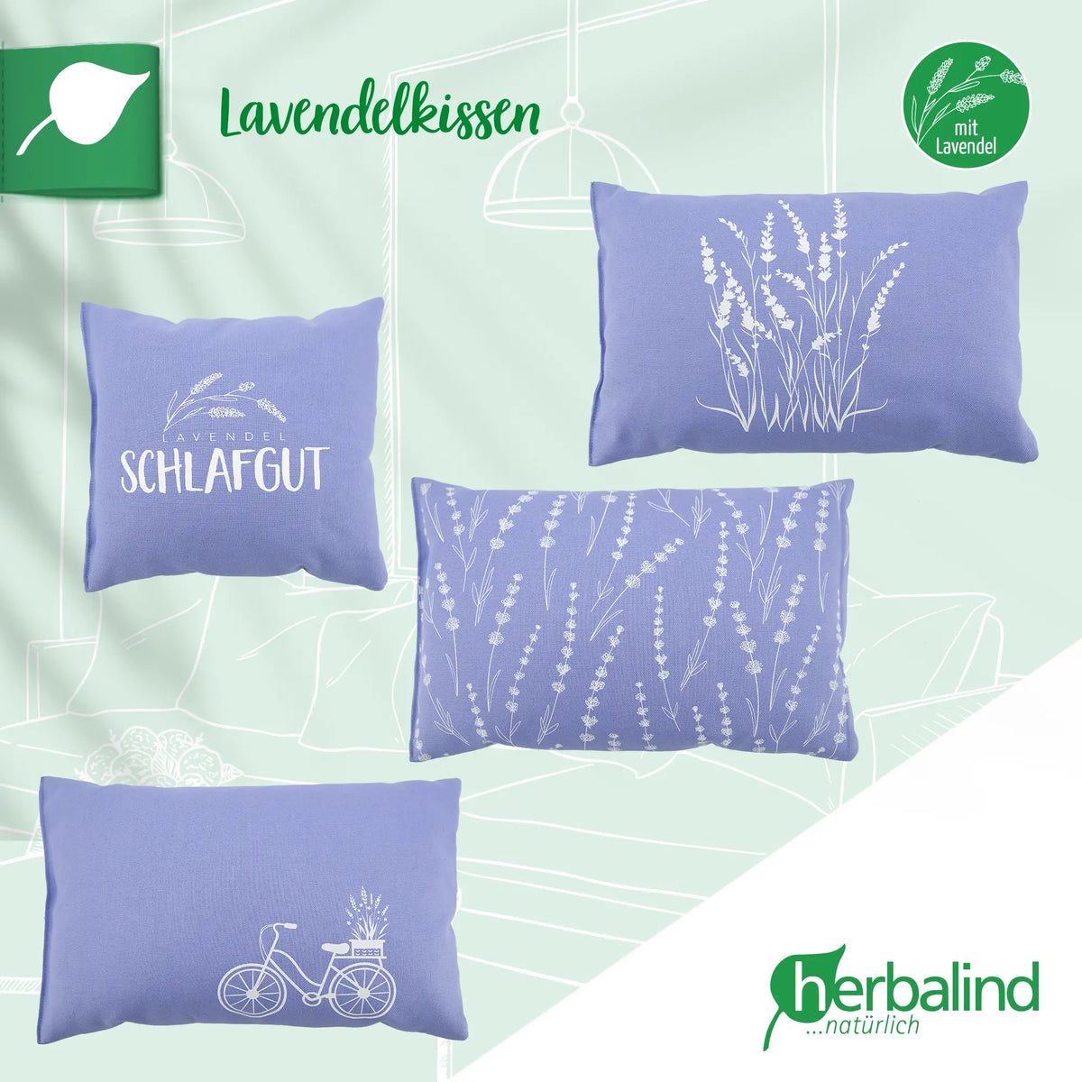 Lavendelkissen 20x30cm, "Fahrrad", Lavender Blue