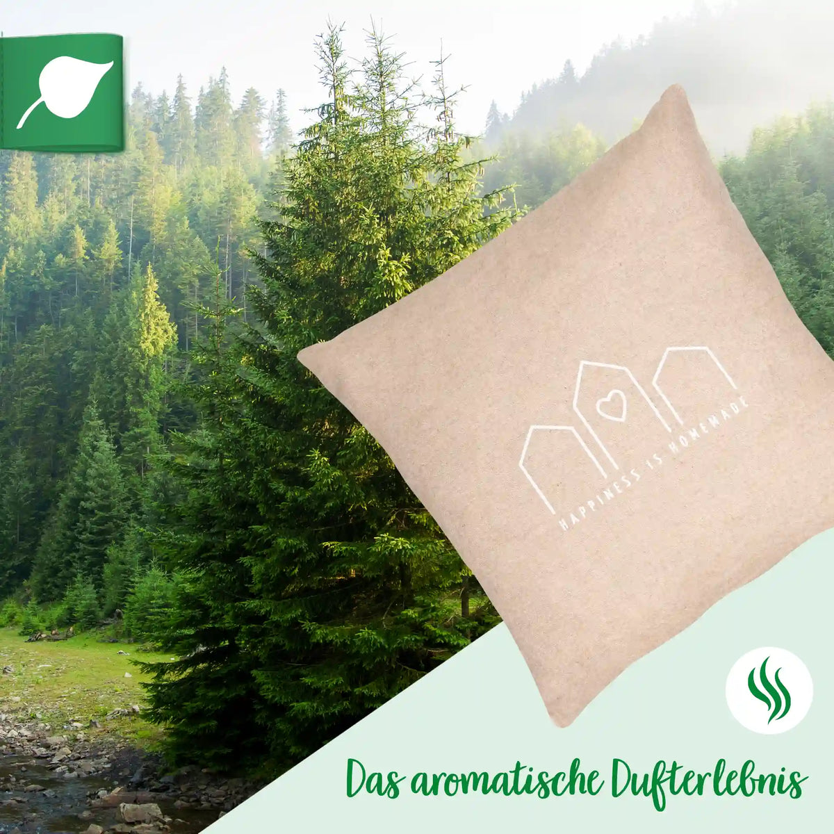 Zirbenkissen, happiness is homemade, Flanell natur, Zirbenholz, 30x30cm, 5666_4