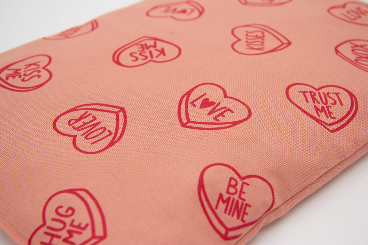 Kirschkernkissen 30x20cm, Herzchen Allover, Blush