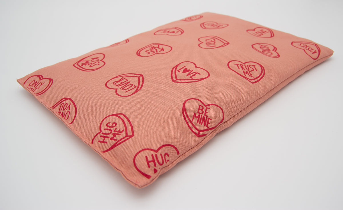 Kirschkernkissen 30x20cm, Herzchen Allover, Blush