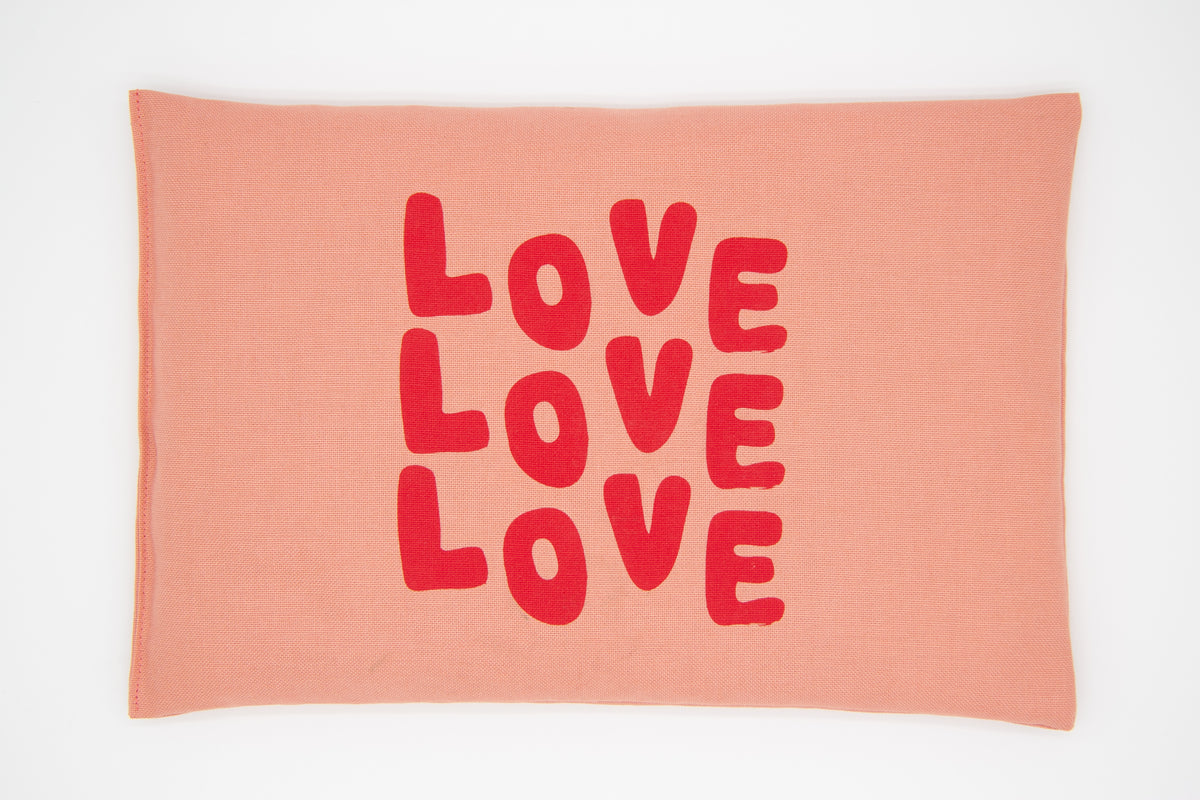 Kirschkernkissen 30x20cm, "Love Love Love", Blush