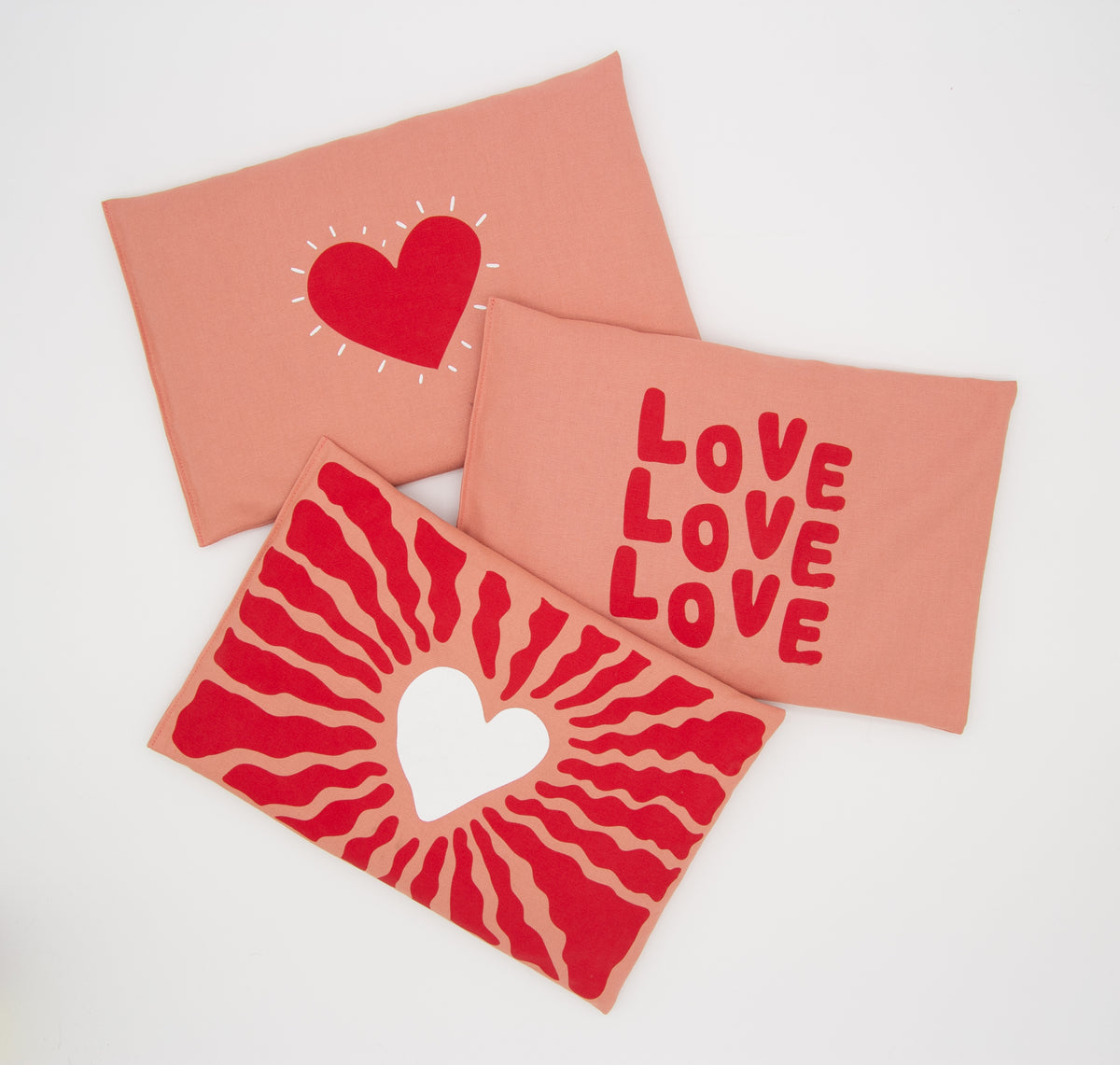 Kirschkernkissen 30x20cm, Herz weiß, Blush