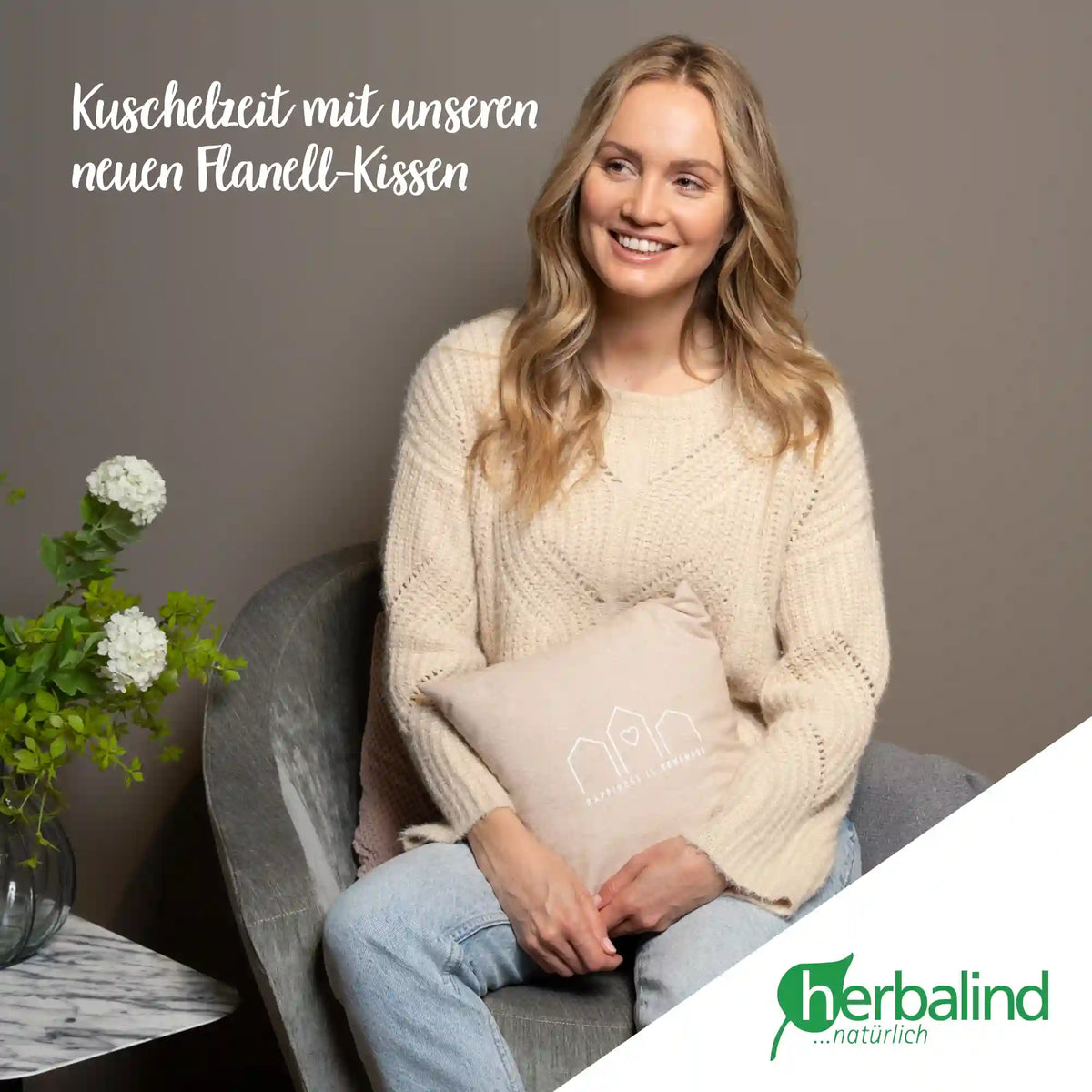 Zirbenkissen, happiness is homemade, Flanell natur, Zirbenholz, 30x30cm, 5666_8